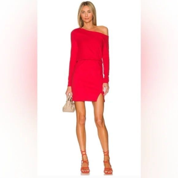 Philanthropy‎ NWT Red Rosebud Dress One Shoulder Long Sleeve Size Medium - Picture 2 of 7